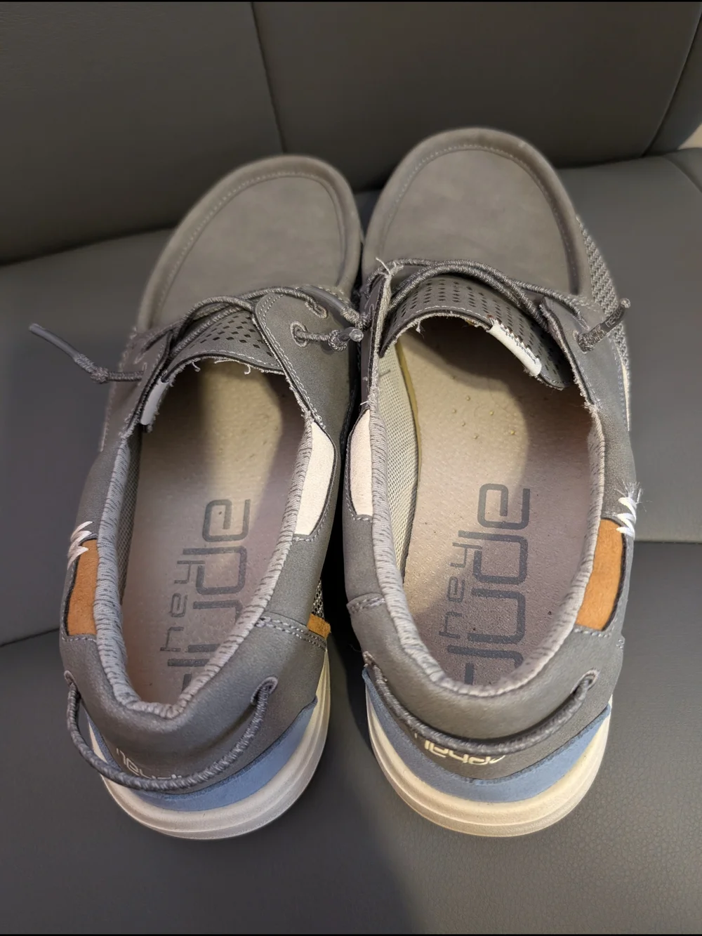 Men's Hey Dude Welsh Grey Casual Slip In Boat Shoes, Size 11, Gently Used